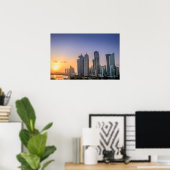 Zonsondergang over de stad Doha, Qatar Poster (Thuiskantoor)