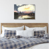 Zonsondergang over de stad Dresden (Duits Landscha Canvas Afdruk (Insitu (Slaapkamer))