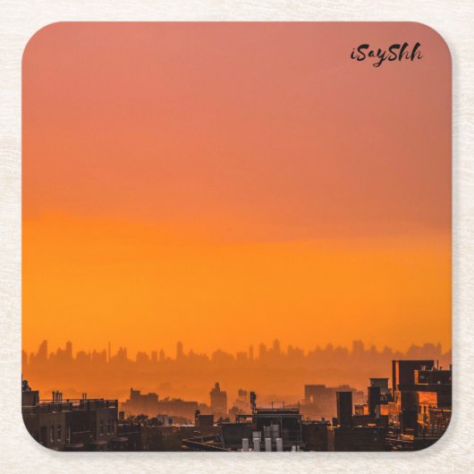 Zonsondergang over de stad kartonnen onderzetters (Voorkant)