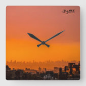 Zonsondergang over de stad vierkante klok (Voorkant)