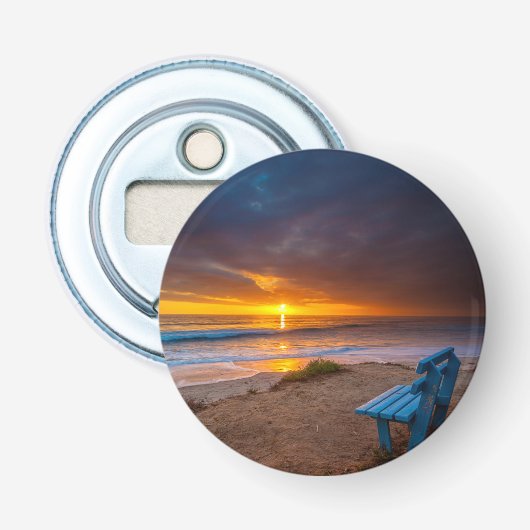 Zonsondergang over de Stille Oceaan Button Flesopener (Voorkant)