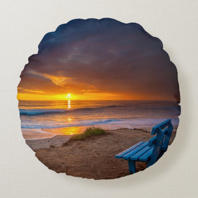 Zonsondergang over de Stille Oceaan Rond Kussen (Voorkant)