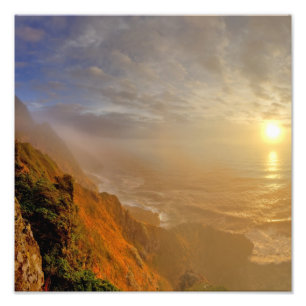 Zonsondergang over de Stille Oceaan vanaf Heceta Foto Afdruk