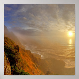 Zonsondergang over de Stille Oceaan vanaf Heceta Poster