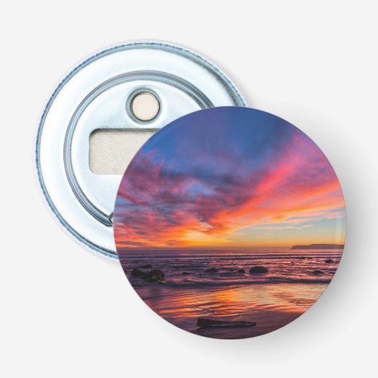 Zonsondergang over de Stille Oceaan vanuit Coronad Button Flesopener (Voorkant)