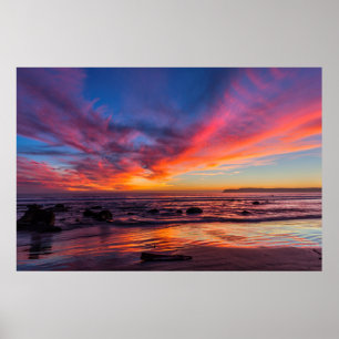 Zonsondergang over de Stille Oceaan vanuit Coronad Poster