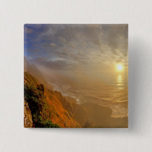 Zonsondergang over de Stille Oceaan vanuit Heceta Vierkante Button 5,1 Cm