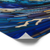 Zonsondergang over de stormende oceaan, glas in lo poster (Hoek)