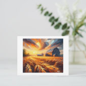 Zonsondergang over de tarwevelden, briefkaart (Staand voorkant)
