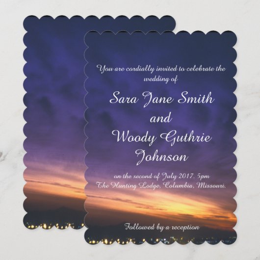 zonsondergang over de woestijn bruiloft uitnodigin kaart (Voorkant / Achterkant)