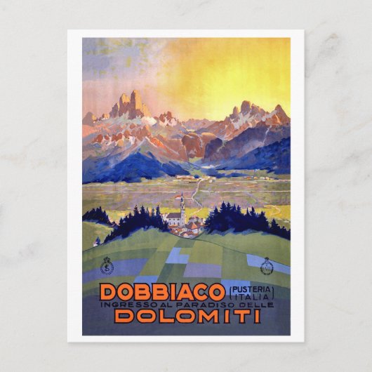 Zonsondergang over Dobbiacho, Dolomieten, Italië Briefkaart (Voorkant)