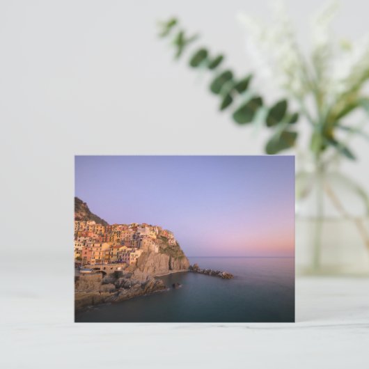Zonsondergang over dorp Manarola in Cinque Terre Briefkaart (Staand voorkant)