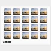 Zonsondergang over East Bay Vierkante Sticker (Vel)