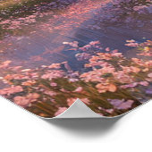 Zonsondergang over een bloeiende weide poster (Hoek)