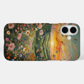 Zonsondergang over een bloemenweide met vlinders Case-Mate iPhone case (Achterkant (horizontaal))