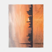 Zonsondergang over een kuststad - aquarel fleece deken (Voorkant)