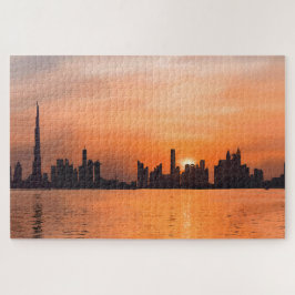 Zonsondergang over een kuststad - aquarel legpuzzel
