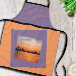 Zonsondergang over een kuststad - Art Apron Schort