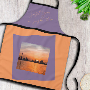 Zonsondergang over een kuststad - Art Apron Schort