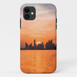 Zonsondergang over een kuststad - waterverf Case-Mate iPhone case