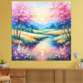 Zonsondergang over een Serene Stroom Canvas Afdruk (Insitu (Woonkamer))