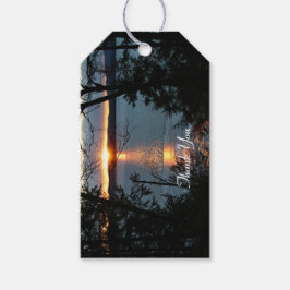 Zonsondergang over Forest Lake Gift Label Cadeaulabel