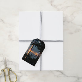 Zonsondergang over Forest Lake Gift Label Cadeaulabel