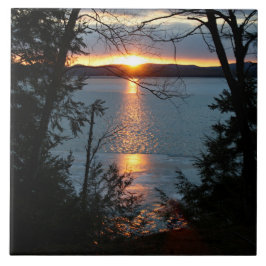 Zonsondergang over Forest Lake keramische Tegel Tegeltje