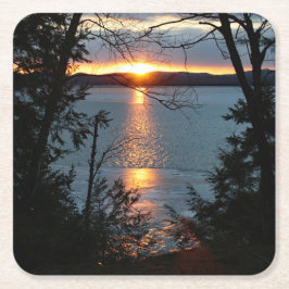 Zonsondergang over Forest Lake Paper Onderzetter