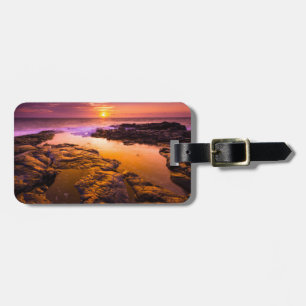Zonsondergang over getijdenpoelen, Hawaï Bagagelabel