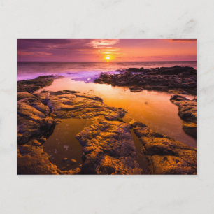 Zonsondergang over getijdenpoelen, Hawaï Briefkaart
