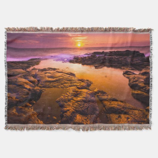 Zonsondergang over getijdenpoelen, Hawaï Deken (Voorkant)