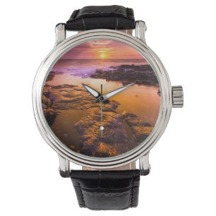 Zonsondergang over getijdenpoelen, Hawaï Horloge