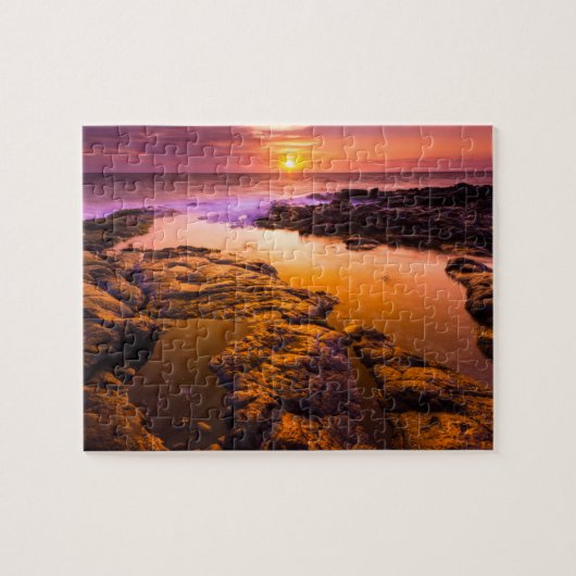 Zonsondergang over getijdenpoelen, Hawaï Legpuzzel (Horizontaal)