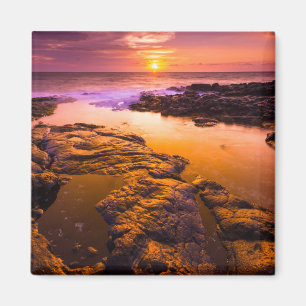 Zonsondergang over getijdenpoelen, Hawaï Magneet