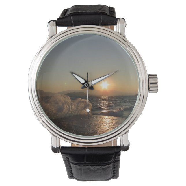 Zonsondergang over golven in de kustlijn van Kroat Horloge (Voorkant)