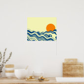 Zonsondergang over golven poster (Keuken)