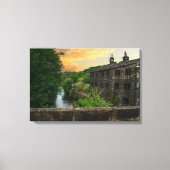 Zonsondergang over Hawksclough Bridge, Mytholmroyd Canvas Afdruk (Voorkant)