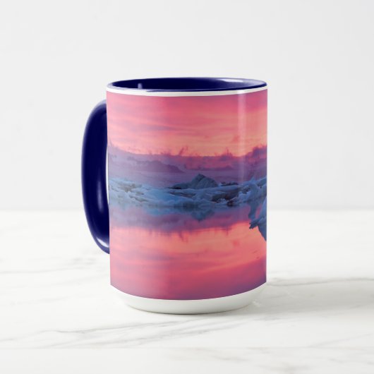 Zonsondergang over het Jokulsarlon-gletsjerlagune Mok (Voorkant links)
