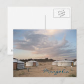 Zonsondergang over het kamp in Mongolië Briefkaart (Voorkant / Achterkant)