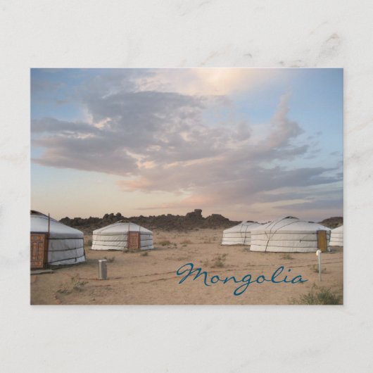 Zonsondergang over het kamp in Mongolië Briefkaart (Voorkant)