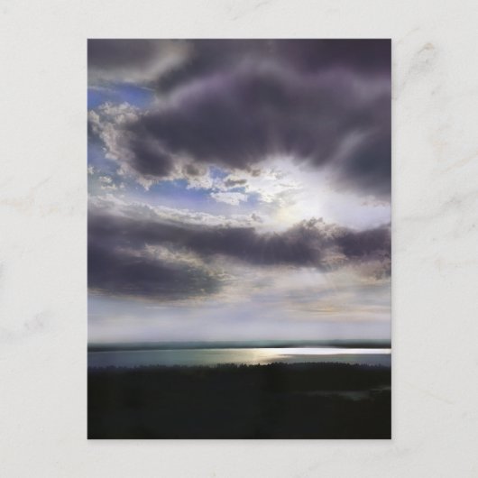 Zonsondergang over het oceaanmeer watermeerwolken briefkaart (Voorkant)