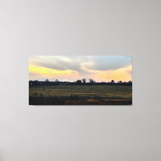 Zonsondergang over het platteland canvas afdruk (Voorkant)