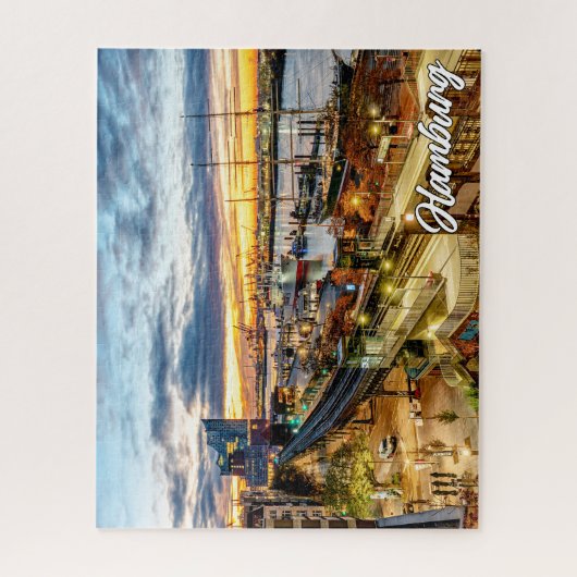 Zonsondergang over het prachtige Hamburg, Duitslan Legpuzzel (Verticaal)