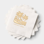 Zonsondergang over het strand, palmbomen met naam folie servetten (Insitu (Gestapeld))