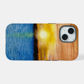 Zonsondergang over het water iPhone 15 case (Achterkant horizontaal)