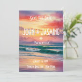 Zonsondergang over het Zee wieden de datum opslaan Kaart (Staand voorkant)