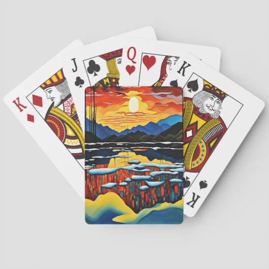 Zonsondergang over ijzig meer 2 pokerkaarten (Achterkant)