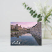 Zonsondergang over klein kanaal in Cospicua, Malta Briefkaart (Staand voorkant)