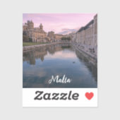 Zonsondergang over klein kanaal in Cospicua, Malta Sticker (Vel)